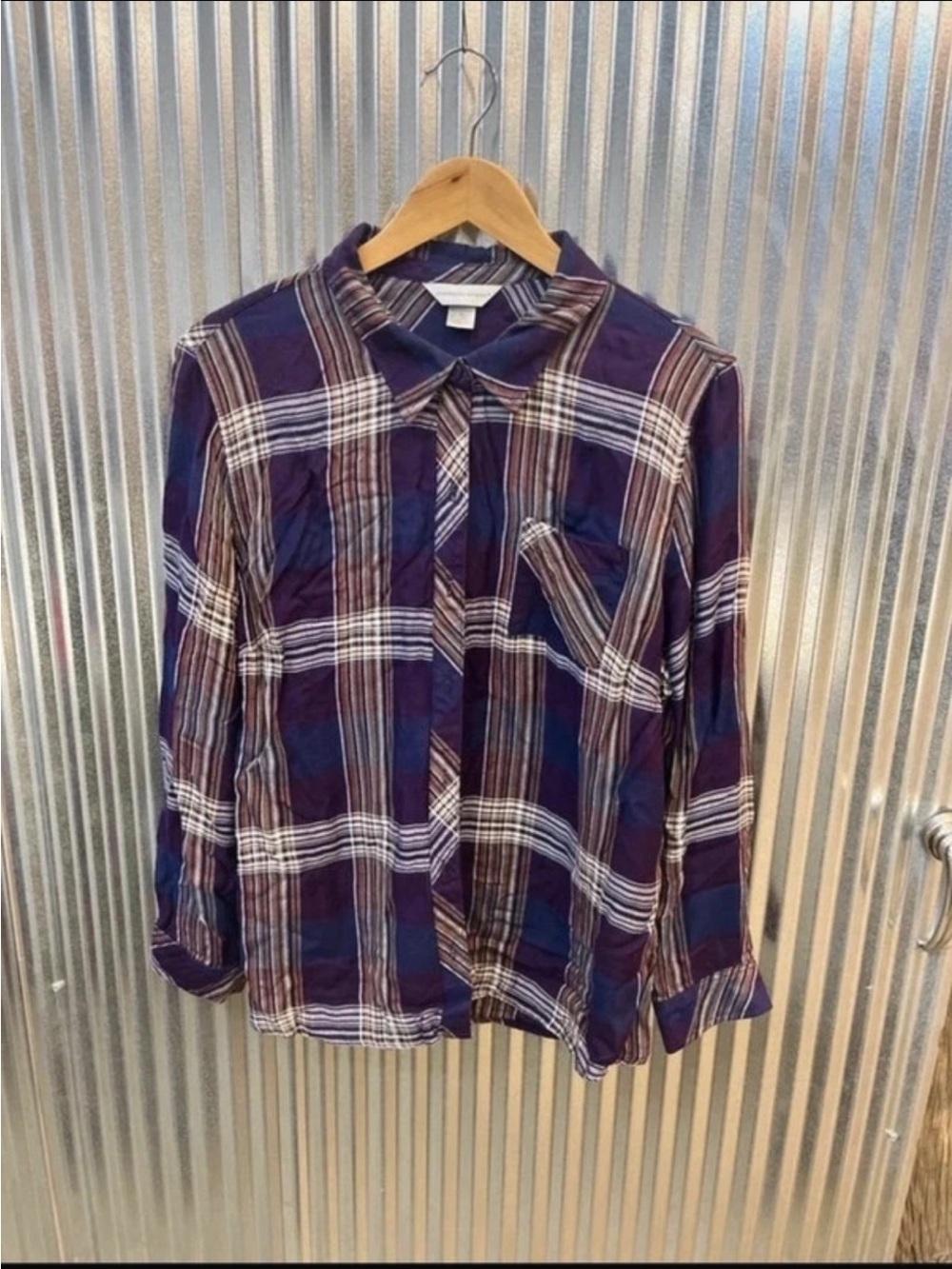 Christopher & Banks Purple Plaid Button-Down Shirt